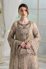 Coffee – Embroidered Chiffon 3-Piece Suit