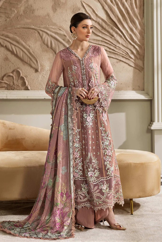 Tea Pink – Embroidered Chiffon 3-Piece Suit