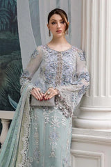 Aqua Sea Green – Embroidered Chiffon 3-Piece Suit